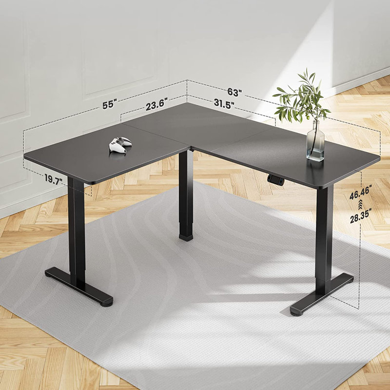 Inbox Zero Kokontis 63" L Shaped Electric Standing Desk Height